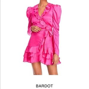 Bardot Winona Ruffled Wrap Dress hot pink